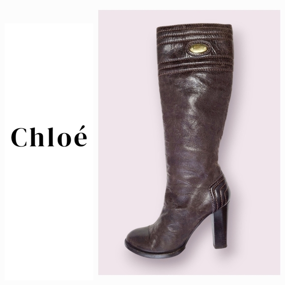 Vintage Chloe tall brown leather boots size 39
